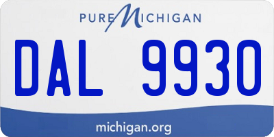 MI license plate DAL9930