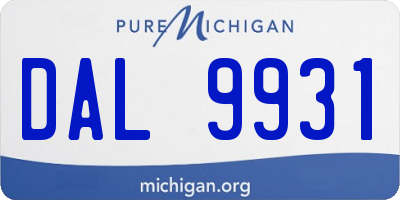 MI license plate DAL9931
