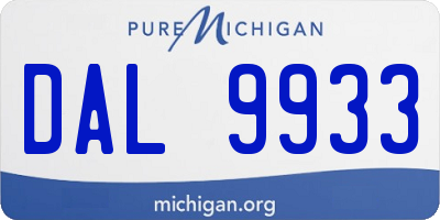 MI license plate DAL9933