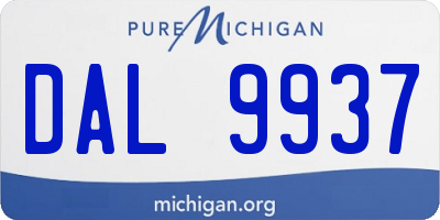 MI license plate DAL9937
