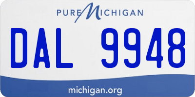 MI license plate DAL9948