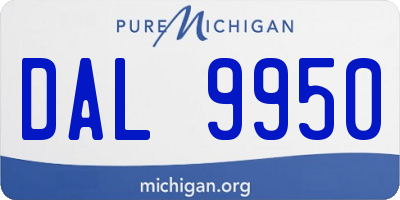 MI license plate DAL9950