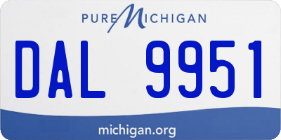 MI license plate DAL9951