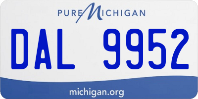 MI license plate DAL9952