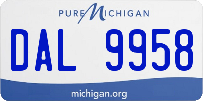 MI license plate DAL9958