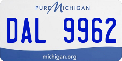 MI license plate DAL9962