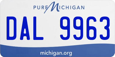 MI license plate DAL9963