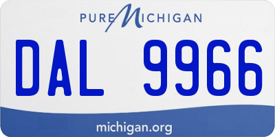 MI license plate DAL9966