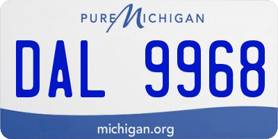 MI license plate DAL9968