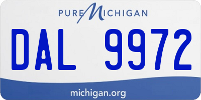 MI license plate DAL9972