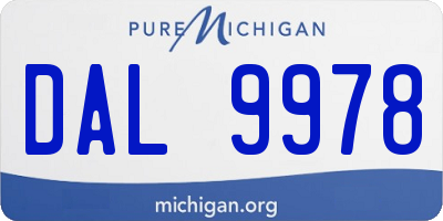 MI license plate DAL9978