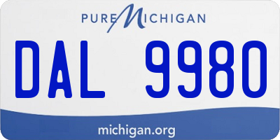 MI license plate DAL9980
