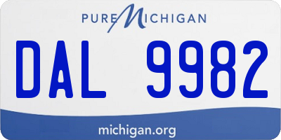 MI license plate DAL9982