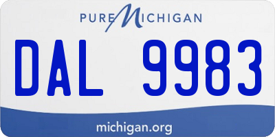 MI license plate DAL9983