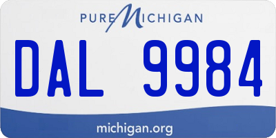 MI license plate DAL9984