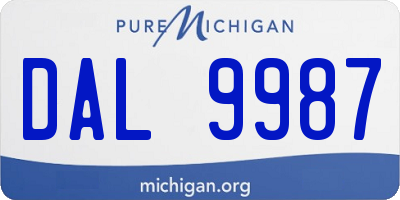 MI license plate DAL9987