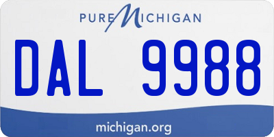 MI license plate DAL9988