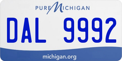 MI license plate DAL9992