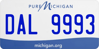 MI license plate DAL9993