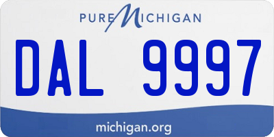 MI license plate DAL9997