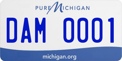 MI license plate DAM0001
