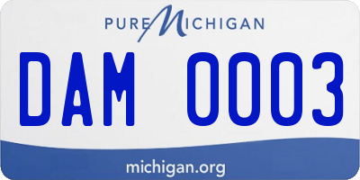 MI license plate DAM0003