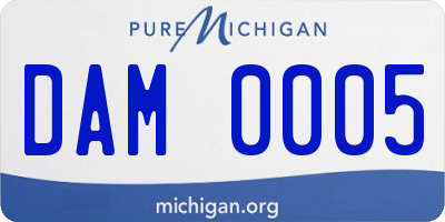MI license plate DAM0005