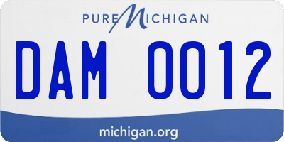 MI license plate DAM0012