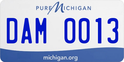 MI license plate DAM0013