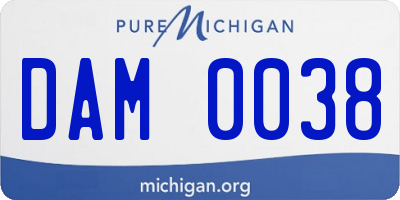 MI license plate DAM0038