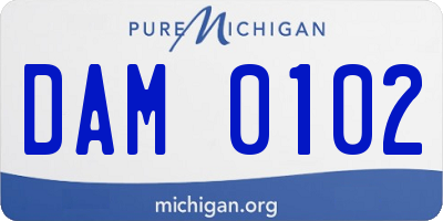MI license plate DAM0102
