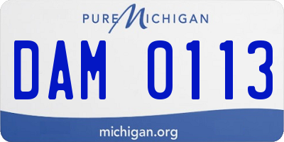 MI license plate DAM0113