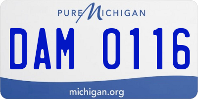 MI license plate DAM0116