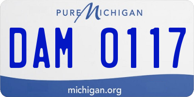 MI license plate DAM0117