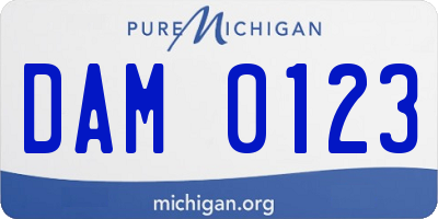 MI license plate DAM0123