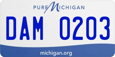 MI license plate DAM0203