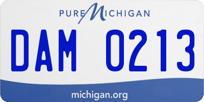 MI license plate DAM0213