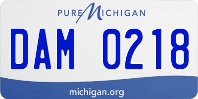 MI license plate DAM0218