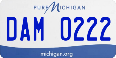 MI license plate DAM0222