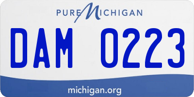 MI license plate DAM0223
