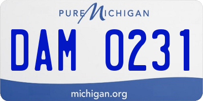 MI license plate DAM0231