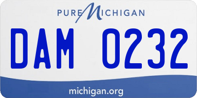 MI license plate DAM0232