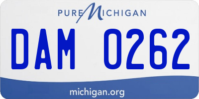MI license plate DAM0262