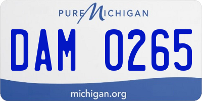 MI license plate DAM0265