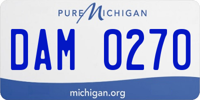MI license plate DAM0270