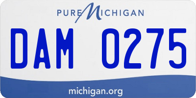 MI license plate DAM0275