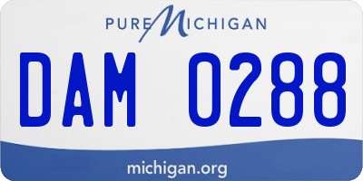 MI license plate DAM0288