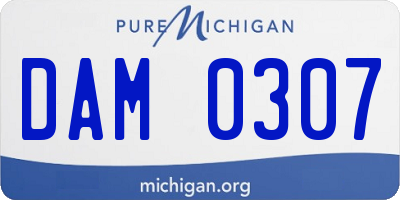 MI license plate DAM0307