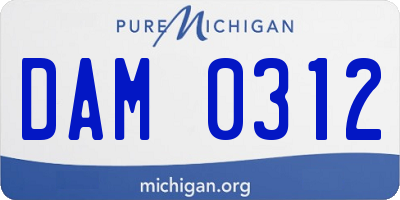 MI license plate DAM0312
