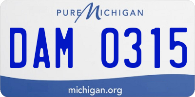 MI license plate DAM0315